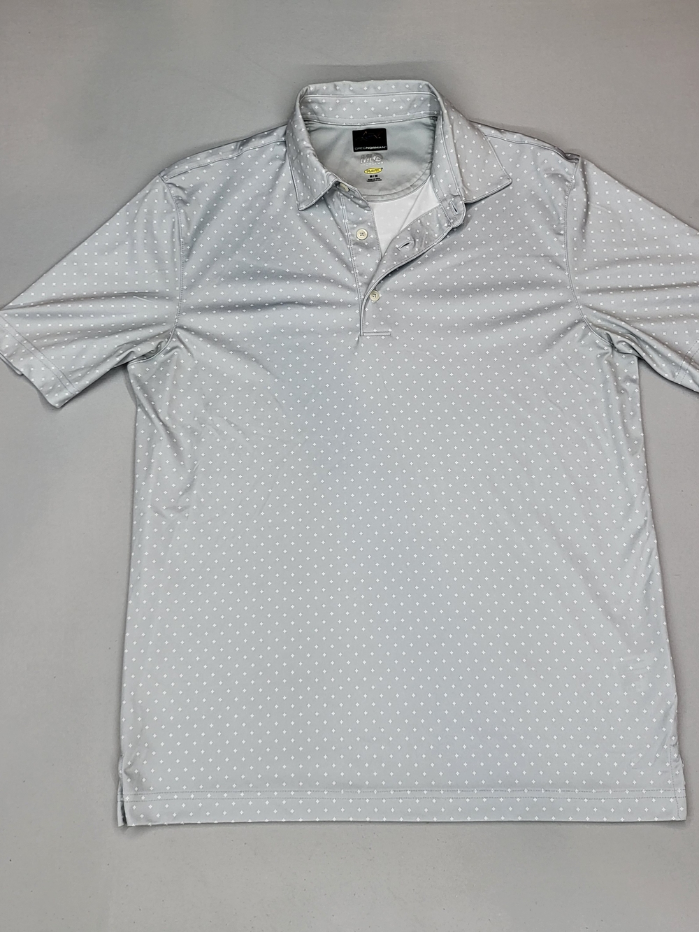Greg Norman Collection Light Gray Polo with White Microdots